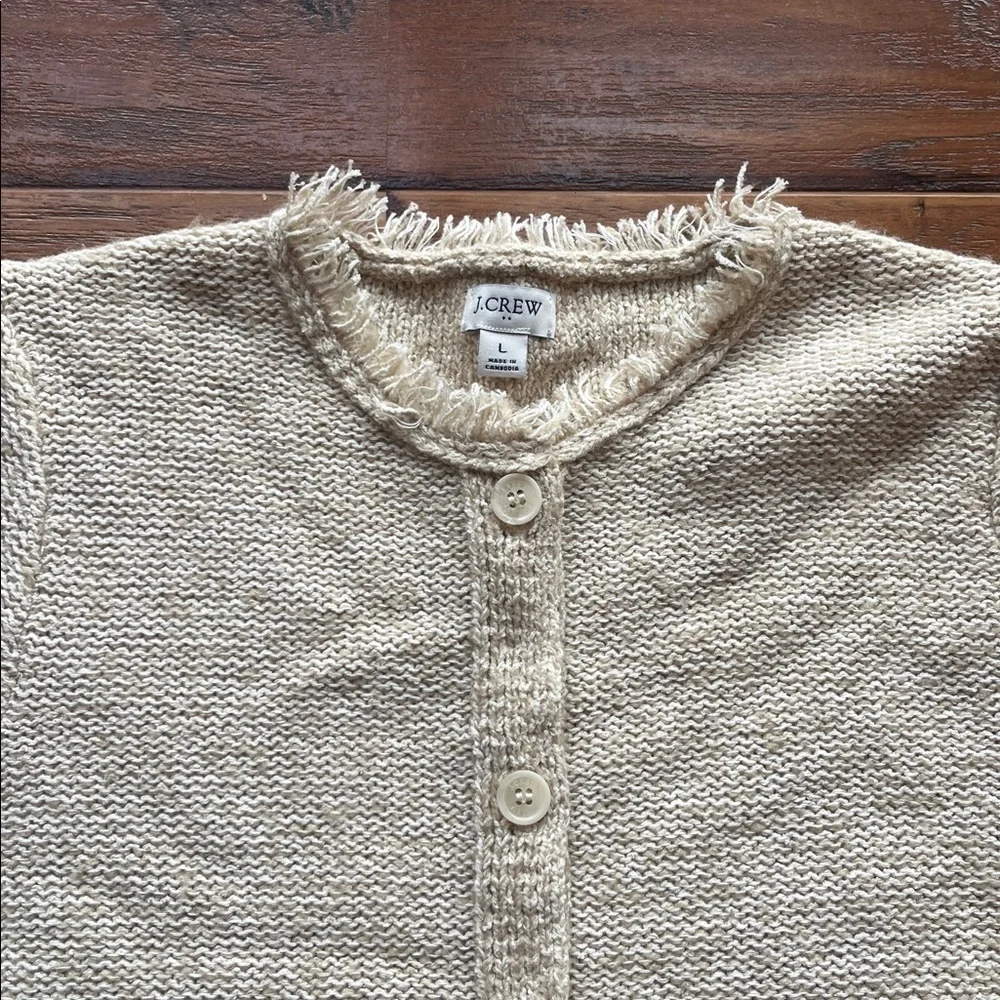 NWOT J. Crew Cream Fringe Knit Cardigan - - Size Large